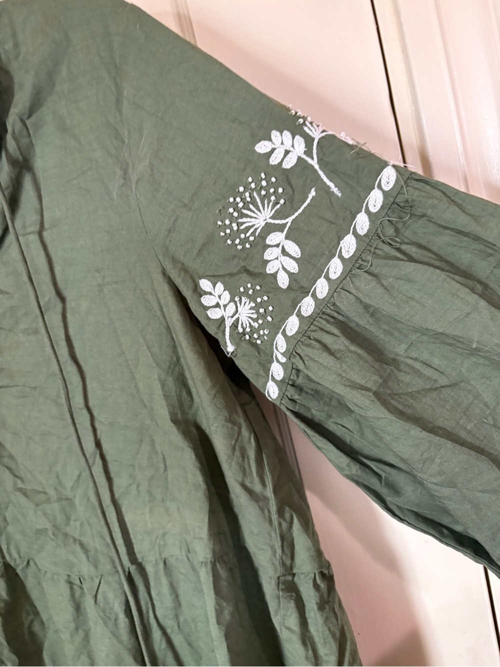 ZARA Embroidered Panelled Dress Green Size Small 7200/023 Cottagecore - Picture 9 of 10
